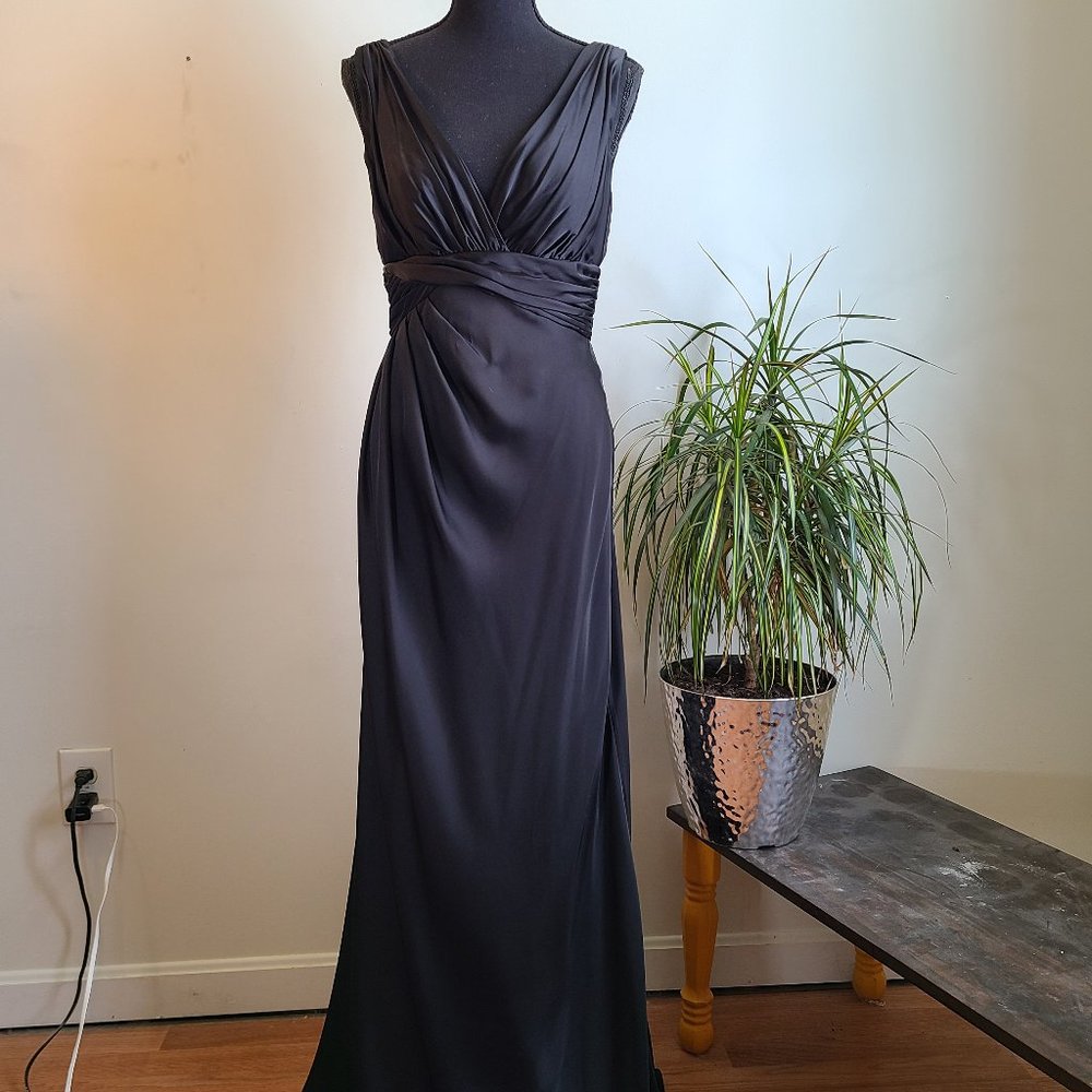 Monique Lhuillier Black Satin Gown